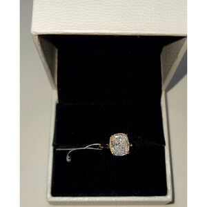 Ruruluya 4CT Cushion Cut Simulated Diamond Ring 925 Silver 18K Gold Plated